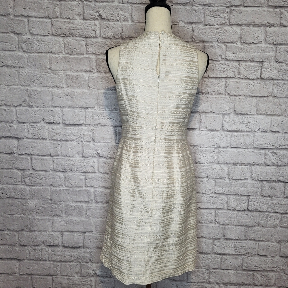 Eliza J Dress Cream Yellow Jeweled Scoop Necline Sleeveless Silk Women's Size M - Picture 9 of 15